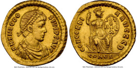 Theodosius I, Eastern Roman Empire (AD 379-395). AV solidus (20mm, 4.40 gm, 6h). NGC Choice XF 5/5 - 2/5, scratches. Constantinople, 2nd officina, AD ...