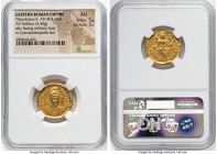 Theodosius II, Eastern Roman Empire (AD 402-450). AV solidus (20mm, 4.45 gm, 6h). NGC AU 5/5 - 5/5. Constantinople, 5th officina, ca. AD 408-420. D N ...