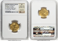 Marcian, Eastern Roman Empire (AD 450-457). AV solidus (21mm, 4.29 gm, 6h). NGC VF 5/5 - 2/5, wavy flan, clipped. Constantinople. D N MARCIA-NVS P F A...