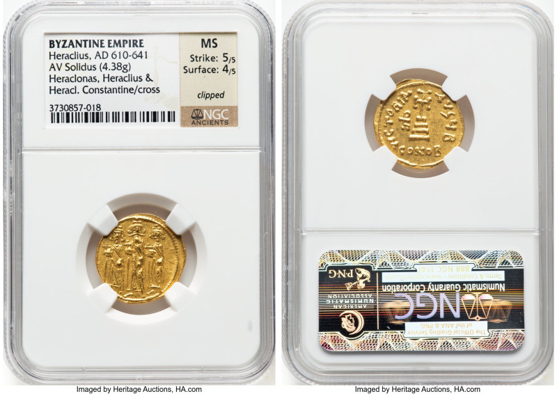 Heraclius with Heraclius Constantine, and Heraclonas (AD 638-641). AV solidus (2...