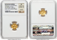 Heraclius and Heraclius Constantine (AD 613-641). AV solidus (14mm, 4.41 gm, 7h). NGC VF 4/5 - 3/5, graffito. Carthage, 8th Indictional Year (AD 619/2...