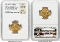 Basil II Bulgaroctonos (AD 976-1025), and Constantine VIII. AV histamenon nomisma (22mm, 4.37 gm, 6h). NGC AU 4/5 - 2/5, graffito, clipped. Constantin...