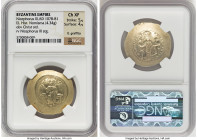Nicephorus III Botianiates (AD 1078-81). EL histamenon nomisma (29mm, 4.34 gm, 6h). NGC Choice XF 5/5 - 4/5, light graffito. Constantinople. Christ se...