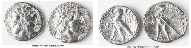 ANCIENT LOTS. Greek. Ptolemaic Kingdom. Lot of two (2) AR tetradrachms. VF, poli...