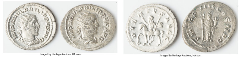 ANCIENT LOTS. Roman Imperial. Philip I (AD 244-249). Lot of two (2) AR antoninia...
