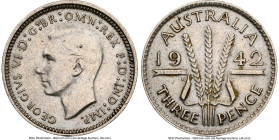 George VI 3 Pence 1942-(m) AU Details (Cleaned) NGC, Melbourne mint, KM37. Lowest mintage date in series. HID09801242017 © 2023 Heritage Auctions | Al...