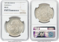 Leopold II 5 Francs 1873 MS63 NGC, Brussels mint, KM24. Position A. HID09801242017 © 2023 Heritage Auctions | All Rights Reserved