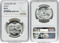 Pair of Certified Assorted Multiple Francs NGC, 1) Baudouin I 100 Francs 1954 - MS64, Brussels mint, KM138.1. French legend 2) Leopold II 5 Francs 187...