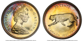 Elizabeth II Pair of Certified 25 Cents 1967 MS64+ PCGS, 1) 25 Cents 1967 - MS64+ 2) 25 Cents 1967 - MS64+ Royal Canadian mint, KM68. 0,800 Ag. Confed...