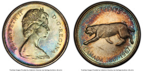Elizabeth II Pair of Certified 25 Cents 1967 PCGS, 1) 25 Cents 1967 - MS63 2) Prooflike 25 Cents 1967 - PL65 Royal Canadian mint, KM68. 0,800 Ag. Conf...