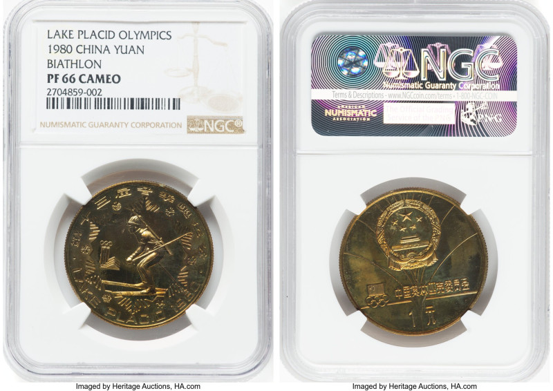 People's Republic Proof "Lake Placid Olympics" Yuan 1980 PR66 Cameo NGC, KM20. B...