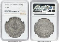 Ottoman Empire. Mehmed V 20 Qirsh AH 1327 Year 6 (1913/1914)-H XF45 NGC, Misr mint (in Egypt), KM310. Struck from dies prepared in Birmingham. HID0980...