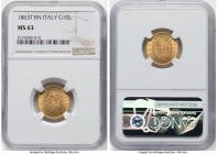 Vittorio Emanuele II gold 10 Lire 1863 T-BN MS63 NGC, Torino mint, KM9.3. HID09801242017 © 2023 Heritage Auctions | All Rights Reserved