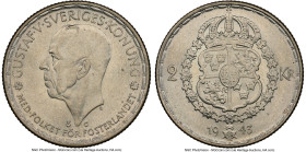 Gustaf V 2 Kronor 1943-G MS64 NGC, Stockholm mint, KM815. HID09801242017 © 2023 Heritage Auctions | All Rights Reserved