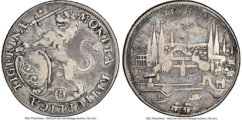 Zurich. Canton "City View" 1/2 Taler 1741 VF20 NGC, KM146, HMZ 2-1165. HID098012...
