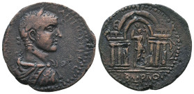 Roman Provincial
PHOENICIA. Byblus. Elagabalus, 218-222. [AY K M AYP ANT]ΩNINO-C Laureate, draped and cuirassed bust of Elagabalus to right. Rev. IE-...