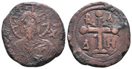 CRUSADERS Coins, Ae.
Crusader States, Edessa (County). Baldwin I or Baldwin II Æ Follis. 1098-1100 or 1100-1104. Half-length bust of Christ, nimbate,...