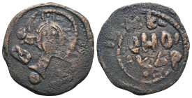 CRUSADERS. Edessa. Richard of Salerno (Regent, 1104-1108). Follis.
Obv: IC - XC.
Nimbate bust of Christ facing; holding Gospels.
Rev: KЄ BOHΘ PIKAP...