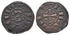 CRUSADERS. Principality of Antioch. Bohémond III, 1149-1163. Denier (bronze, +PRIN•CEPS, retrograde S flanked by four pellets. Rev. +ANTIO•hIA, cross ...