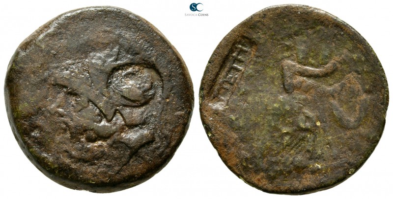 Bruttium. The Brettii 208-203 BC. 
Double Unit Æ

25mm., 10,22g.



nearl...