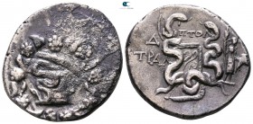 Lydia. Tralleis circa 166-67 BC. ΠΤΟΛ- (Ptol-), magistrate. Cistophoric Tetradrachm AR