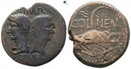 Gaul. Nemausus. Augustus with Agrippa 27 BC-AD 14. As Æ