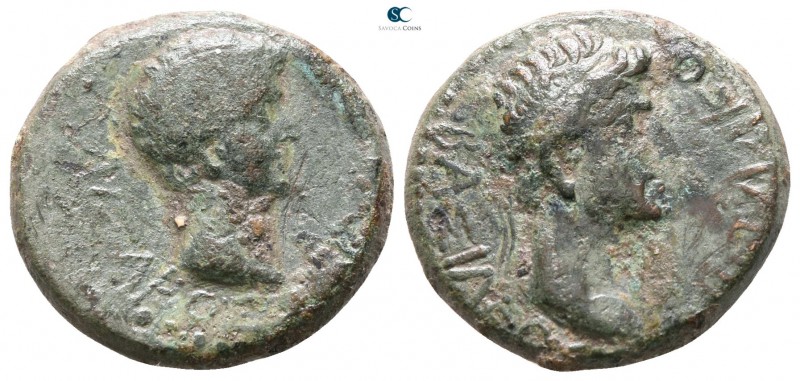 Kings of Thrace. Rhoemetalkes I with Augustus 11 BC-AD 12. 
Bronze Æ

17mm., ...