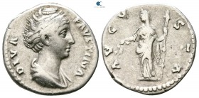Diva Faustina I AD 140-141. Rome. Denarius AR