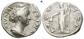 Diva Faustina I AD 140-141. Rome. Denarius AR
