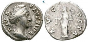 Diva Faustina I AD 140-141. Rome. Denarius AR