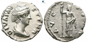 Diva Faustina I AD 140-141. Rome. Denarius AR