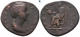Diva Faustina I AD 140-141. Rome. Sestertius Æ