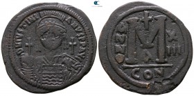 Justinian I AD 527-565. Dated RY 13=AD 539/40. Constantinople. Follis Æ
