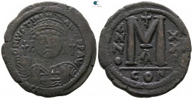Justinian I AD 527-565. Dated RY 21=AD 547/8. Constantinople. Follis Æ