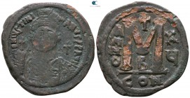 Justinian I AD 527-565. Dated RY 15=AD 541/2. Constantinople. Follis Æ
