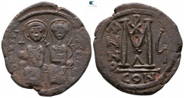 Justin II and Sophia AD 565-578. Dated RY 6=AD 570/1. Constantinople. Follis Æ