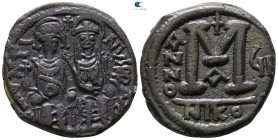 Justin II and Sophia AD 565-578. Dated RY 7=AD 571/2. Nikomedia. Follis Æ