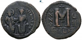Justin II and Sophia AD 565-578. Dated RY 7=AD 571/2. Theoupolis (Antioch). Follis Æ