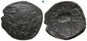 Andronicus II Palaeologus, with Michael IX AD 1282-1328. Constantinople. Trachy Æ