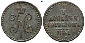 Russia. Izhora. Nicholas I AD 1825-1855. 1/2 Kopek 1841
