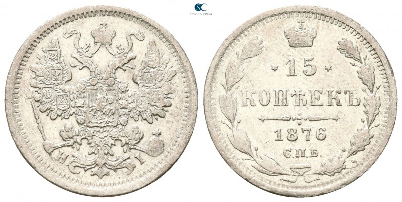 Russia. St. Petersburg. Alexander II AD 1855-1881.
15 Kopeks 1876

19mm., 2,2...