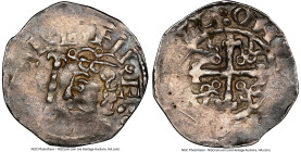 Stephen (1135-1154) Penny ND (1136-1145) AU Details (Scratches) NGC, S-1281. 1.34gm. A rare issue with pleasing cabinet toning. Ex. Historical Scholar...