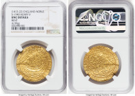 Henry V gold Noble ND (1413-22) UNC Details (Bent) NGC, S-1740. 6.99gm. Despite the slight bend, this is a beautifully struck offering with bright gol...