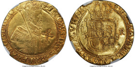 James I gold Unite ND (1618-1619) XF Details (Mount Removed) NGC, Tower mint, Plain Cross mm, Second Coinage, Fifth Bust, KM45, S-2620. An attainable ...