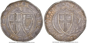 Commonwealth Crown 1653 AU53 NGC, KM392, S-3214. Sun mintmark. 30.07 gm. With a gentle underlying luminosity enhancing the visual appeal of the pervas...