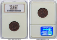 Charles II Farthing (1/4 Penny) 1675 MS64 Red and Brown NGC, KM436.1, S-3394. An appealing offering with glimmers of mint red brilliance in the regist...