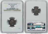 James II 4-Piece Certified Maundy Set 1687 NGC 1) 4 Pence AU55, KM455.1 2) 3 Pence AU58, KM450 3) 2 Pence AU58, KM454 4) Penny MS63, KM449 KM-MDS23. H...