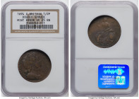 William & Mary Mint Error - Double Struck 1/2 Penny 1694 VF25 NGC, KM475.3, S-3452. Evidence of off-center double-strike clearly visible on both sides...