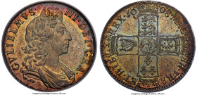 William III 1/2 Crown 1698 MS63 PCGS, KM492.2, S-3494. A superb specimen featuring polychromatic iridescence and fantastic eye-appeal. Worthy of a pre...