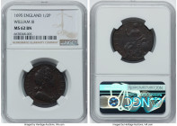 William III 1/2 Penny 1695 MS62 Brown NGC, KM-A483.1, S-3554. First date of issue. Very rare in this advanced state of preservation. HID09801242017 © ...
